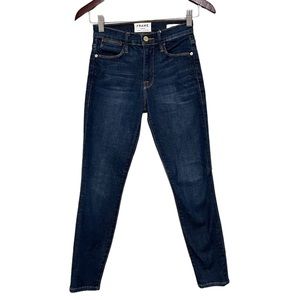 Frame Denim Le High Skinny Dark Blue Wash Jeans.